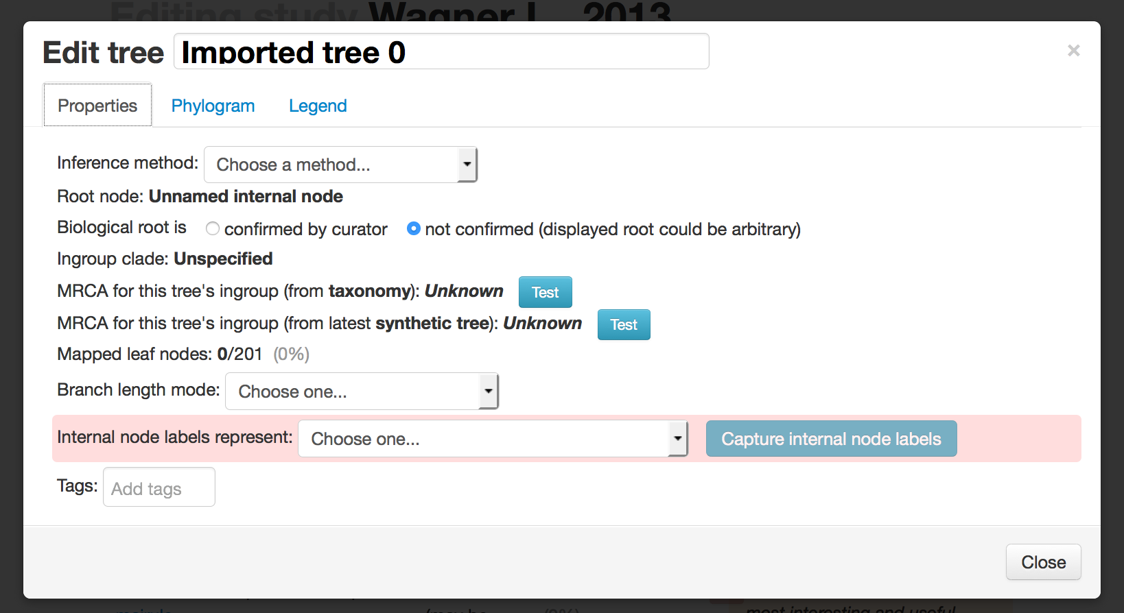 Tree metadata